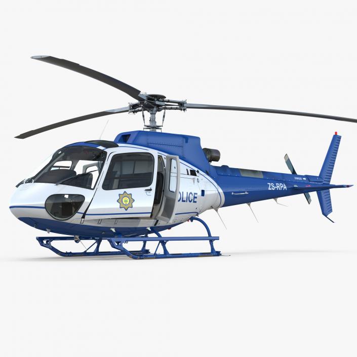 Police Helicopter Eurocopter AS-350 Rigged 3D