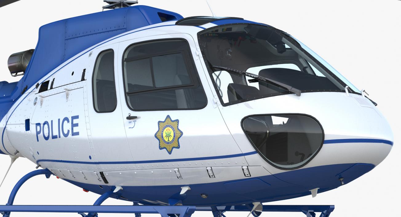 Police Helicopter Eurocopter AS-350 Rigged 3D