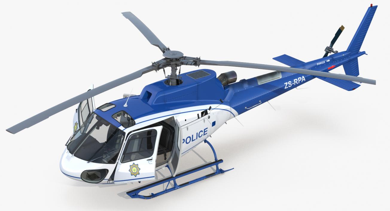 Police Helicopter Eurocopter AS-350 Rigged 3D