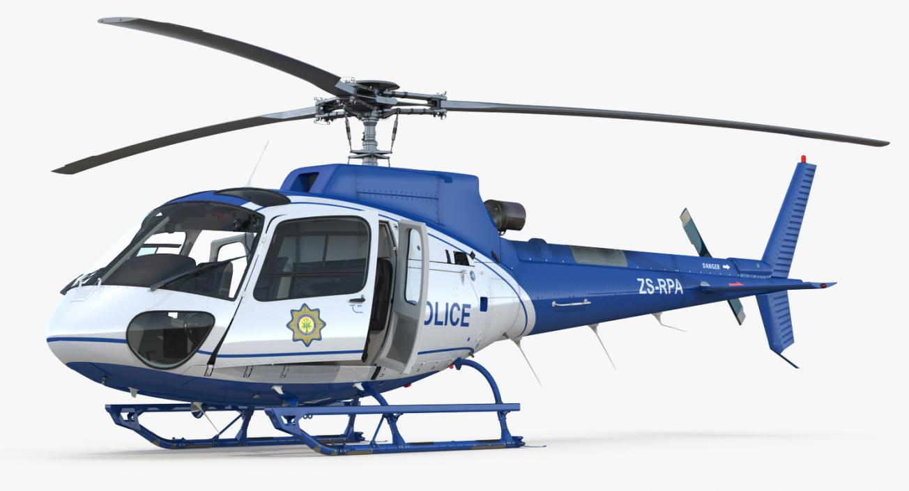 Police Helicopter Eurocopter AS-350 Rigged 3D