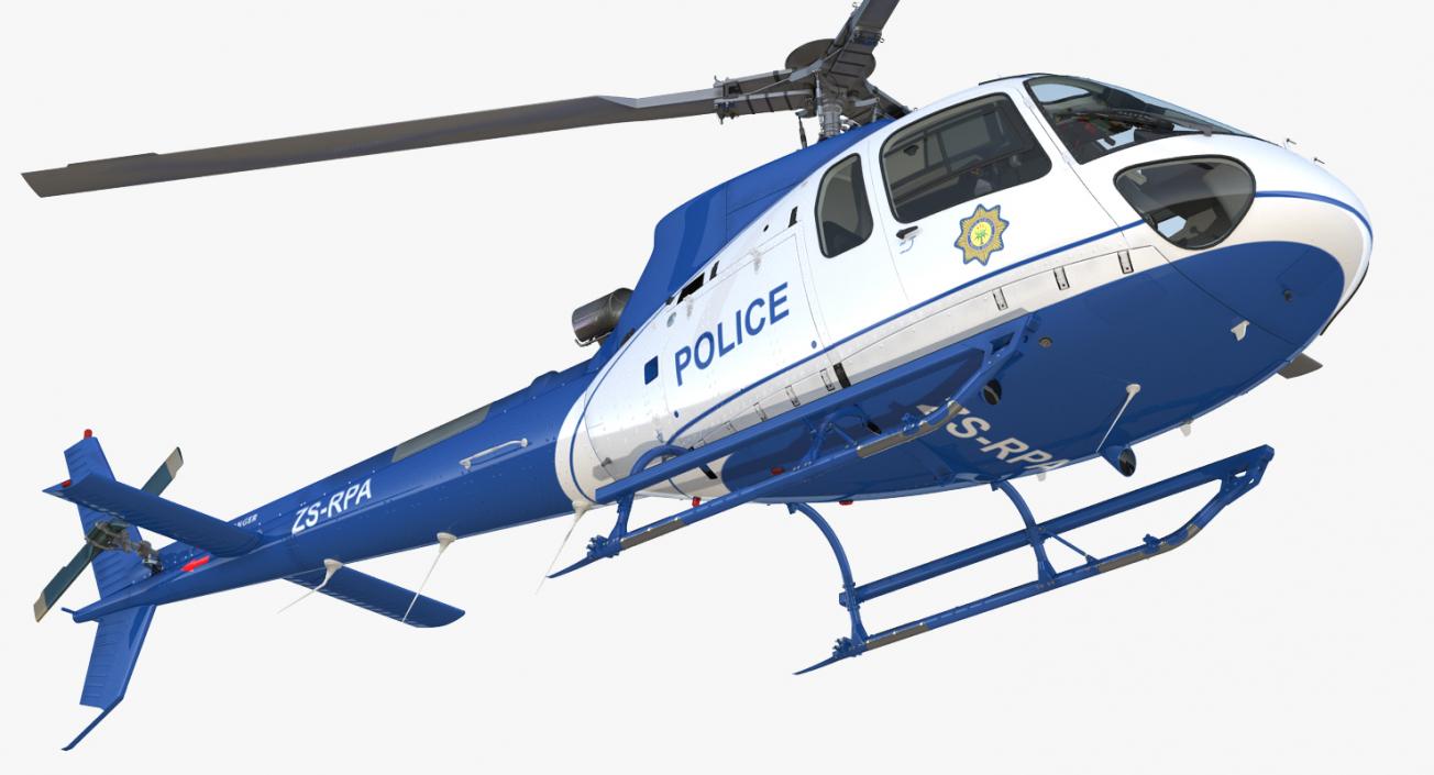 Police Helicopter Eurocopter AS-350 Rigged 3D