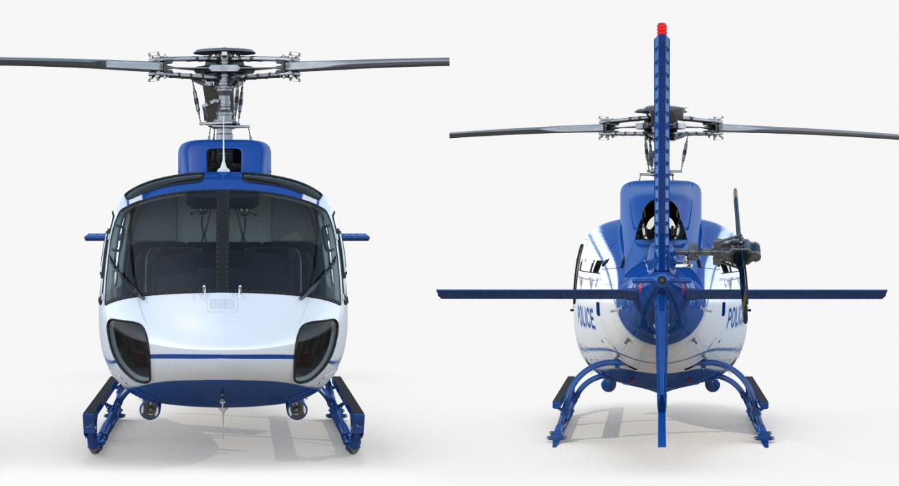 Police Helicopter Eurocopter AS-350 Rigged 3D