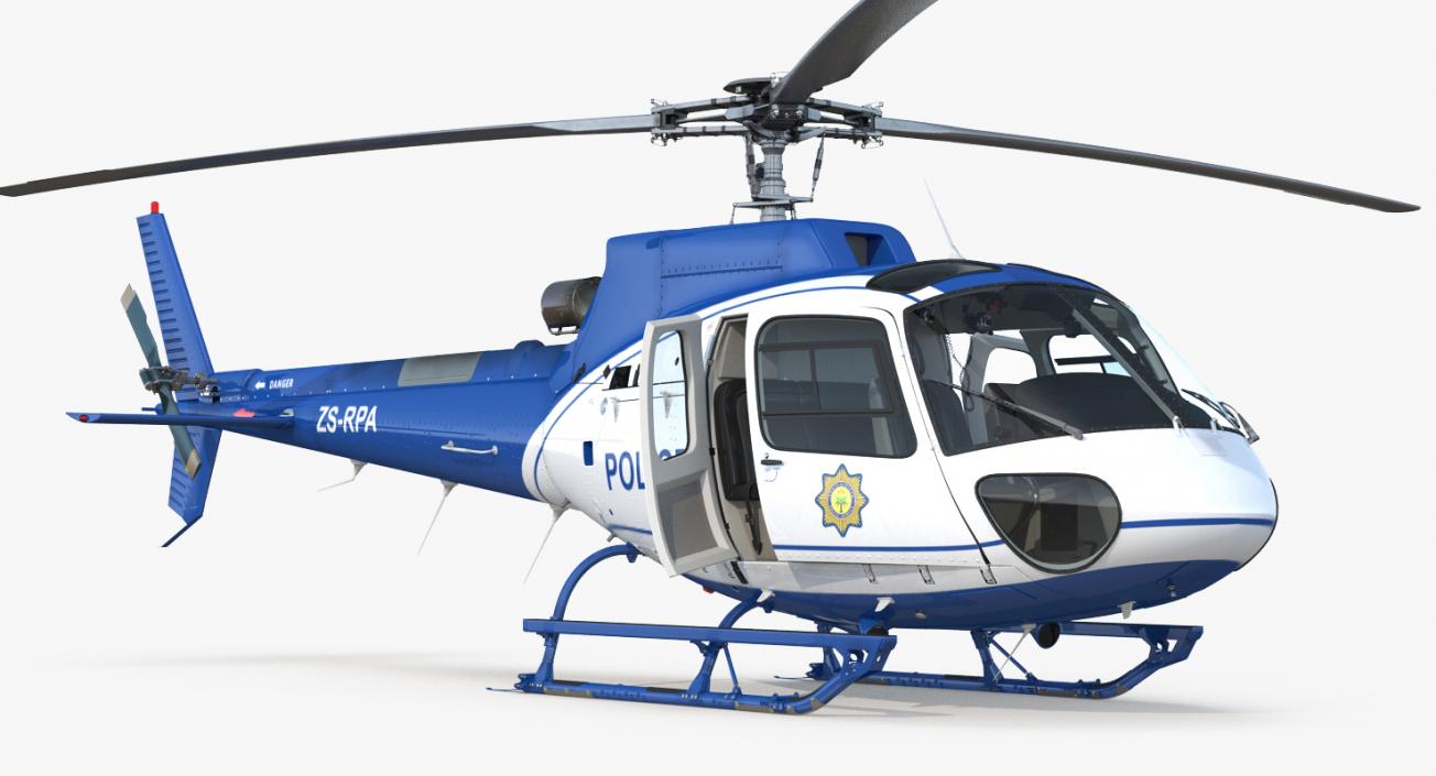 Police Helicopter Eurocopter AS-350 Rigged 3D