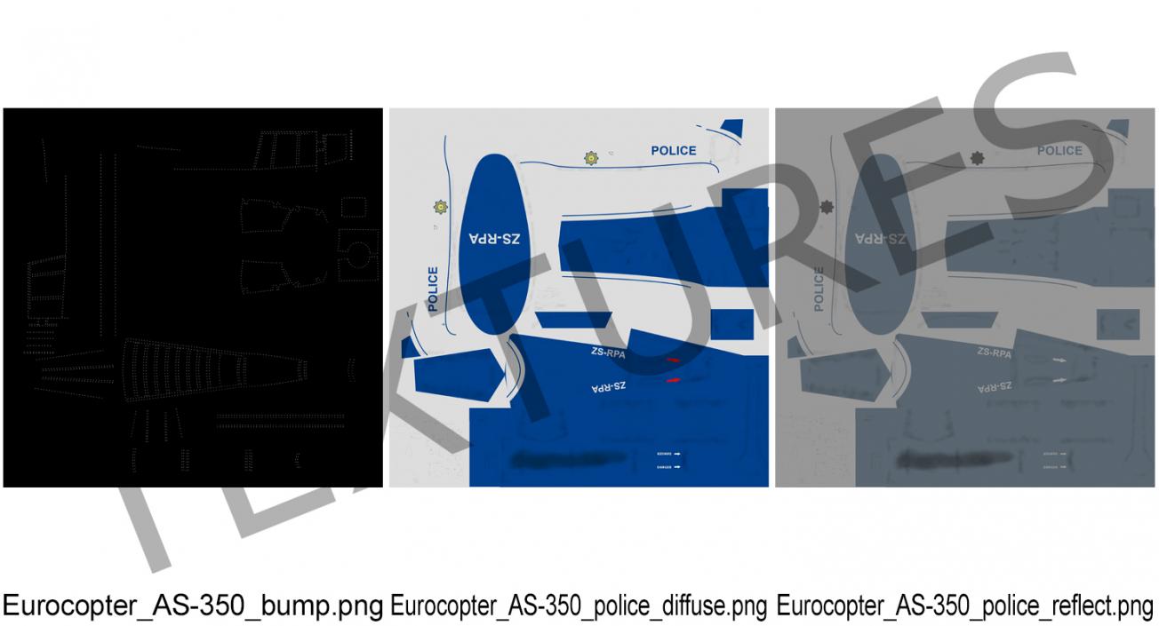 Police Helicopter Eurocopter AS-350 Rigged 3D