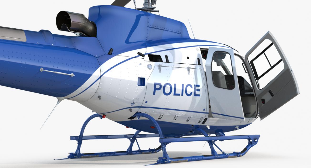 Police Helicopter Eurocopter AS-350 Rigged 3D