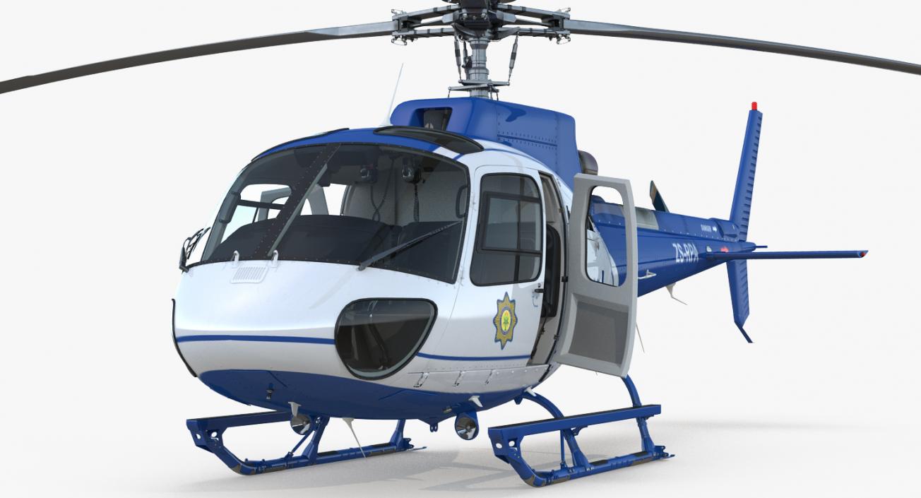 Police Helicopter Eurocopter AS-350 Rigged 3D