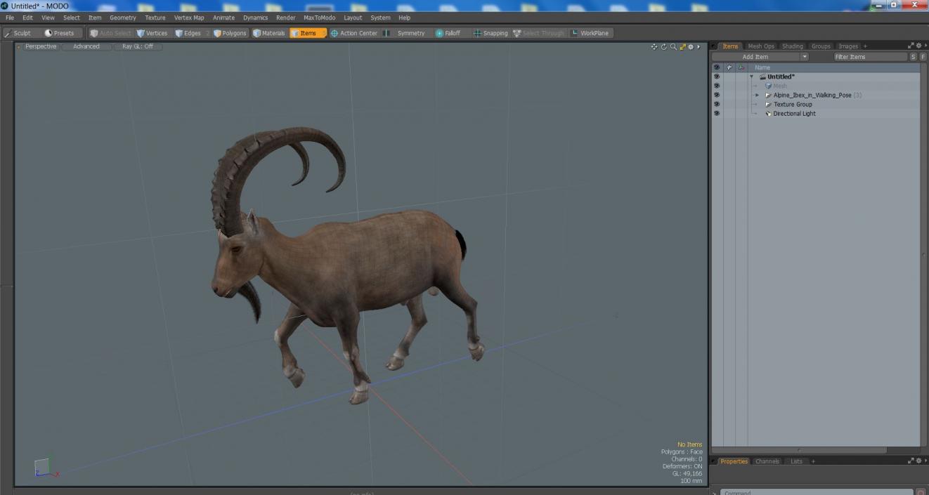 Alpine Ibex in Walking Pose 2 3D model