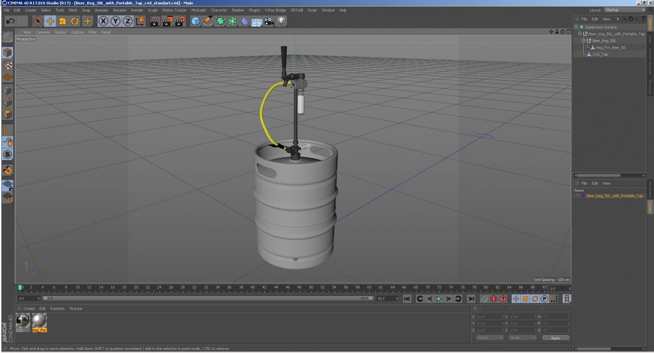 3D model Beer Keg 50L with Portable Tap