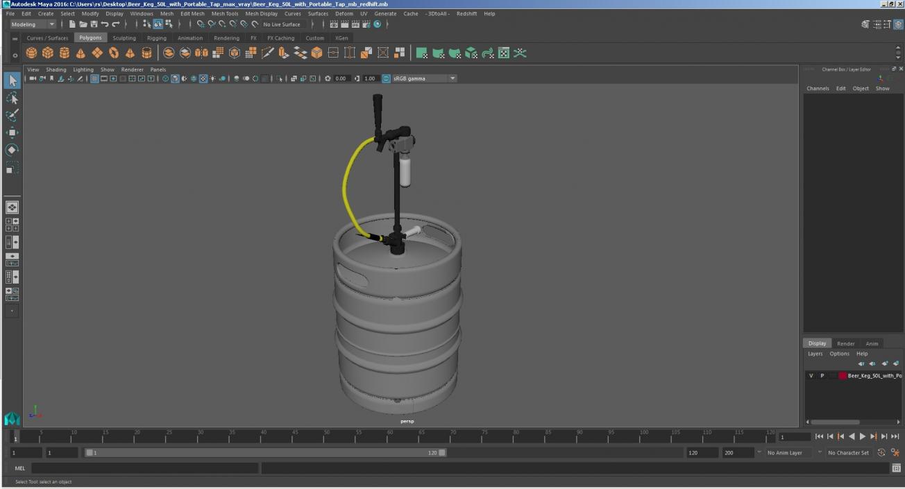 3D model Beer Keg 50L with Portable Tap