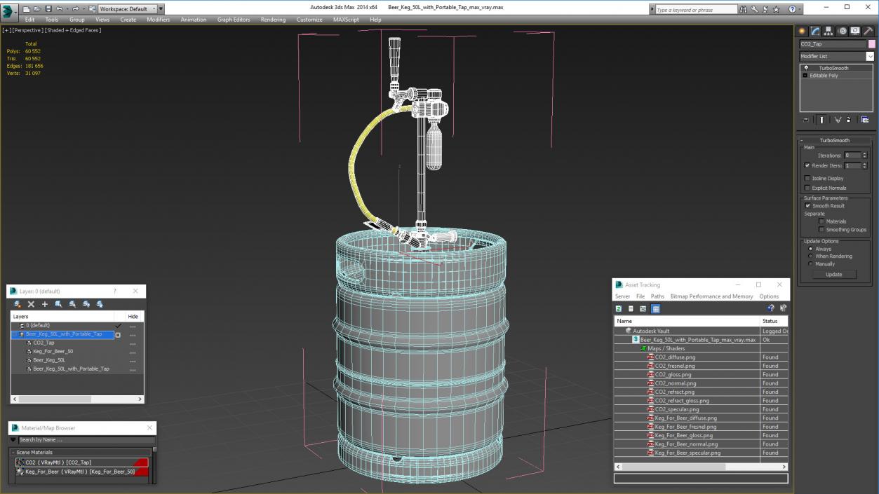 3D model Beer Keg 50L with Portable Tap