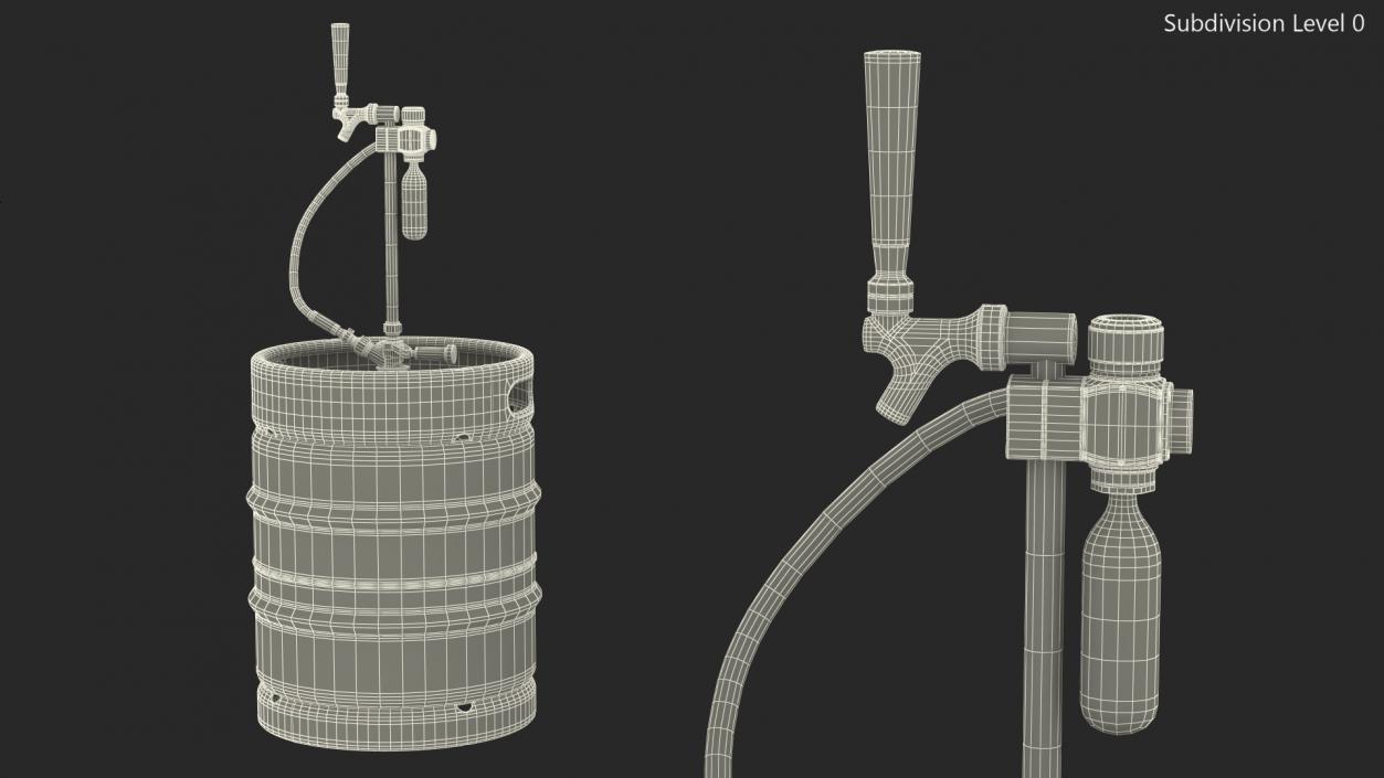 3D model Beer Keg 50L with Portable Tap