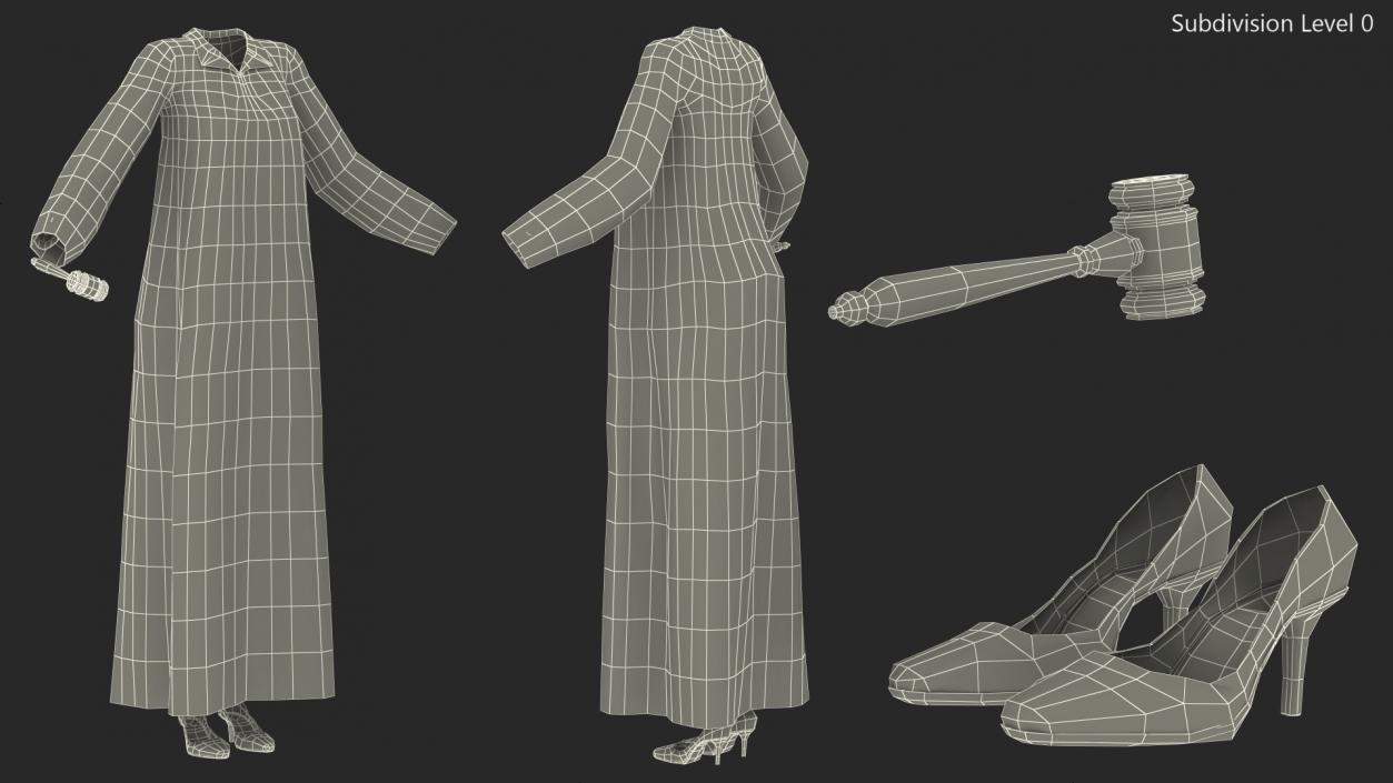 Judicial Robe with Gavel 3D model