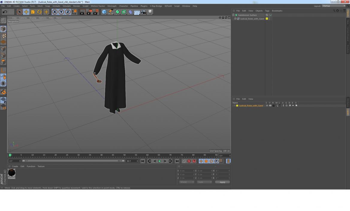 Judicial Robe with Gavel 3D model