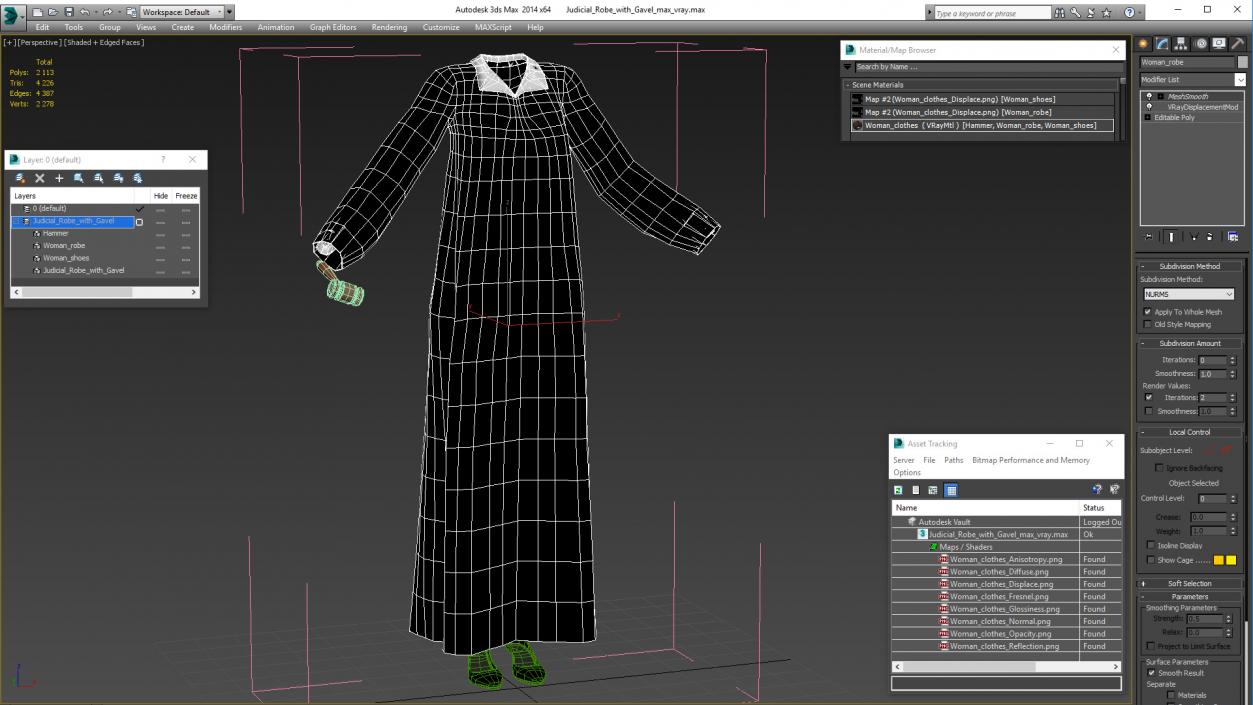 Judicial Robe with Gavel 3D model