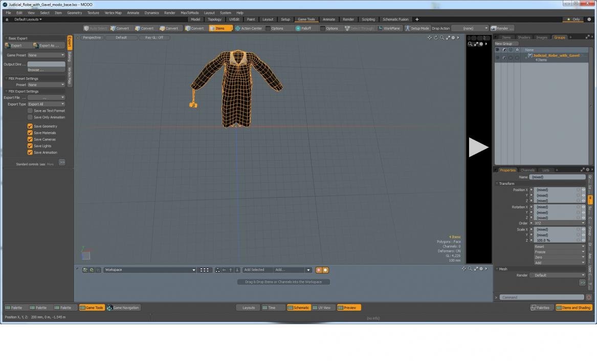 Judicial Robe with Gavel 3D model