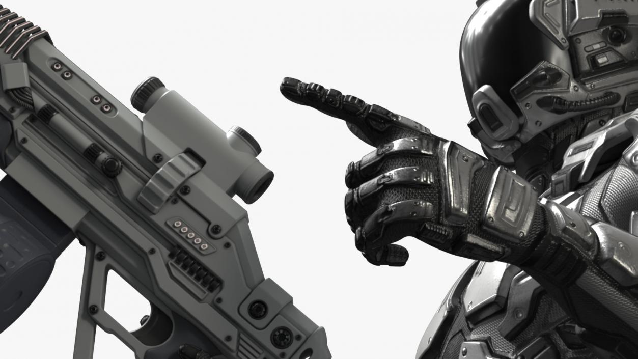 Futuristic Armored Robot with Rifle 2 3D