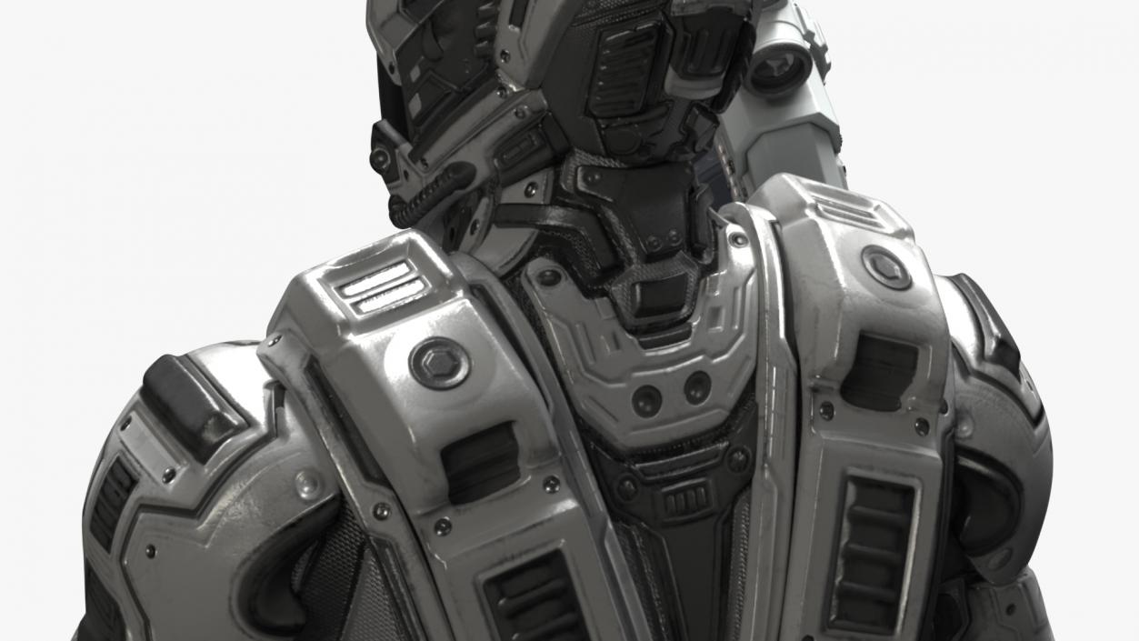 Futuristic Armored Robot with Rifle 2 3D