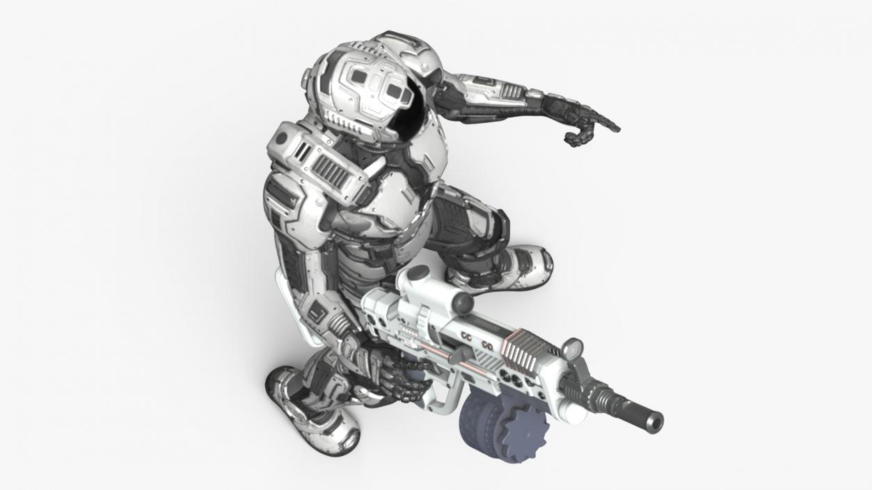 Futuristic Armored Robot with Rifle 2 3D