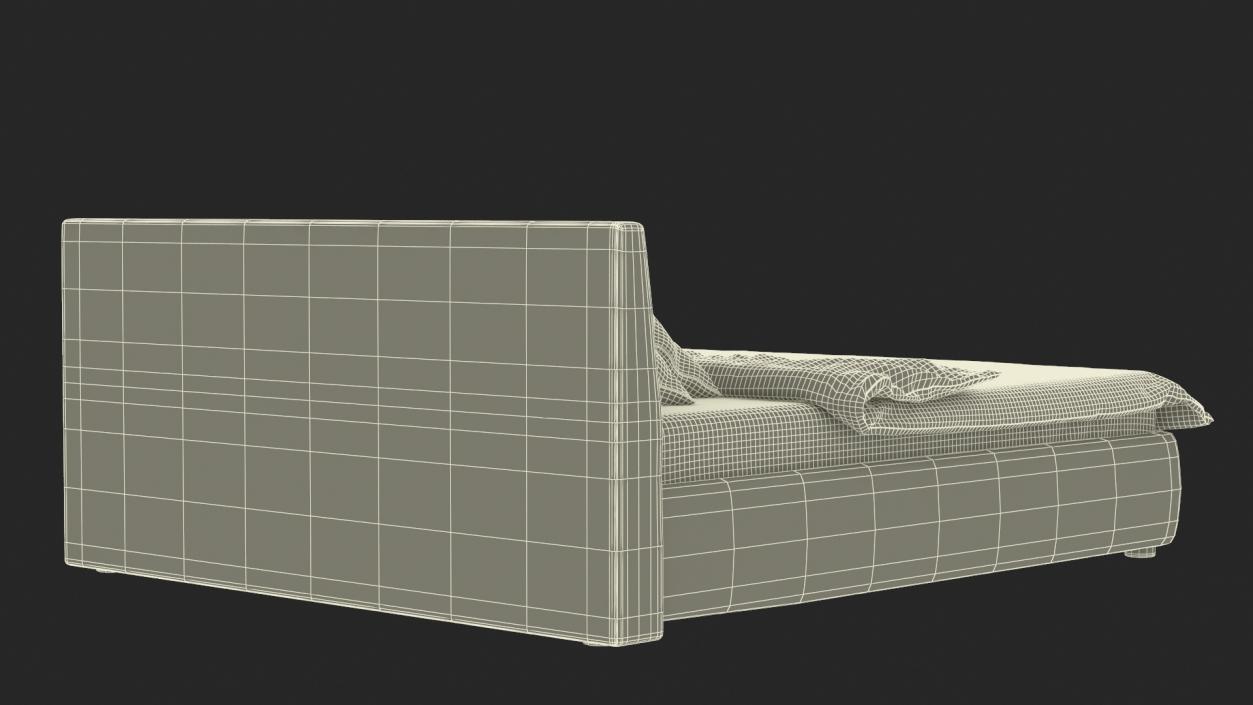 Modern Upholstered Double Bed 3D model