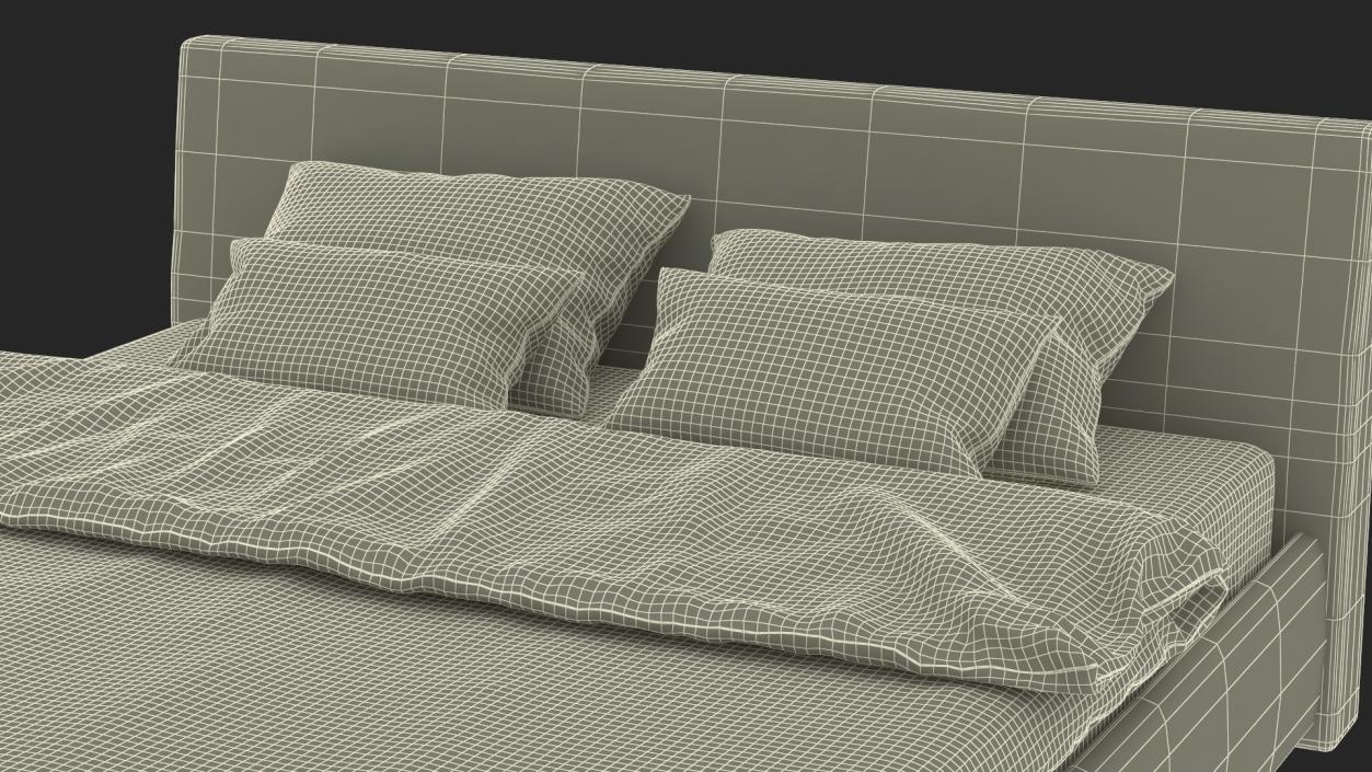 Modern Upholstered Double Bed 3D model