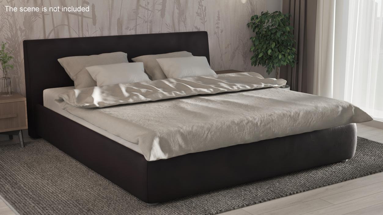 Modern Upholstered Double Bed 3D model