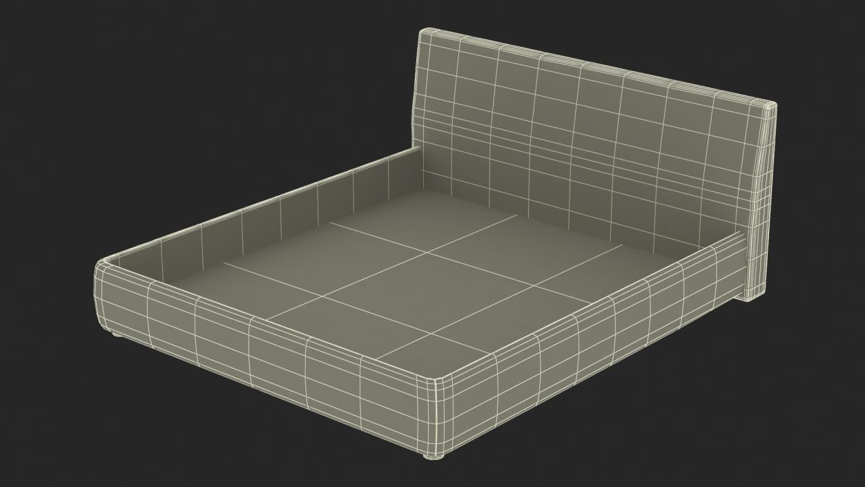 Modern Upholstered Double Bed 3D model