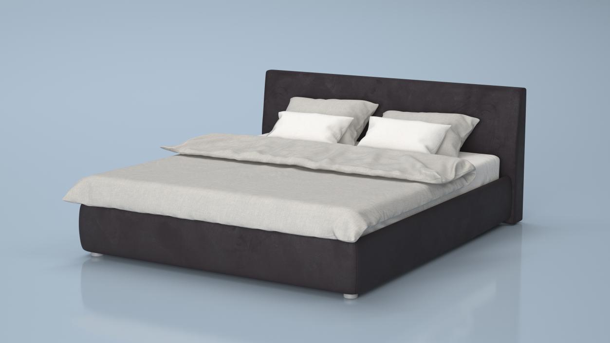 Modern Upholstered Double Bed 3D model