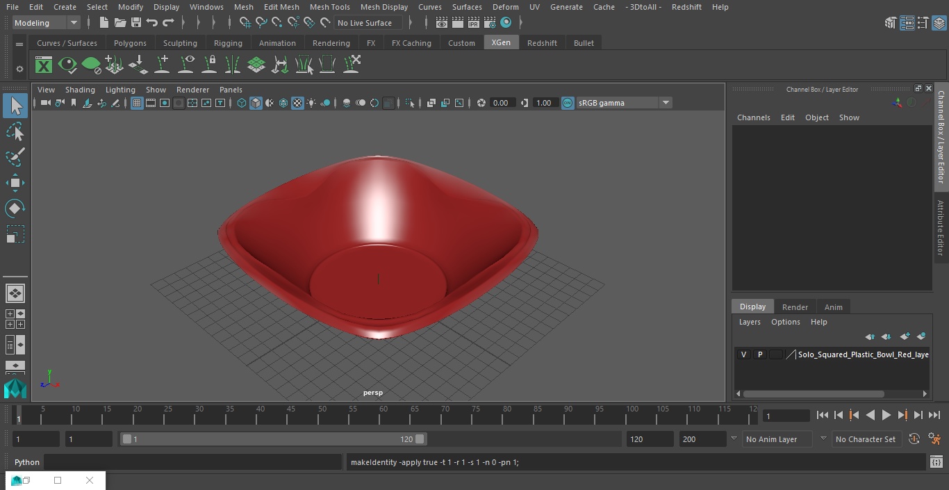 Solo Squared Plastic Bowl Red 3D model