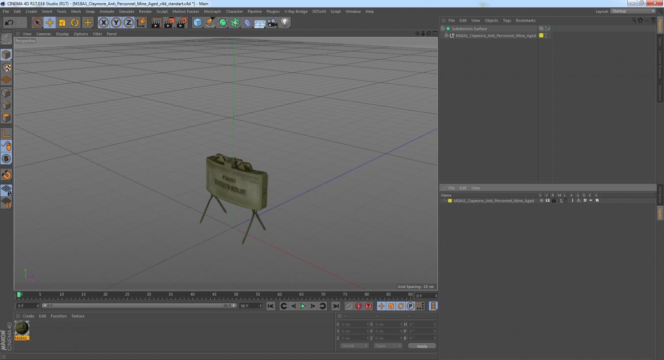 M18A1 Claymore Anti Personnel Mine Aged 3D model