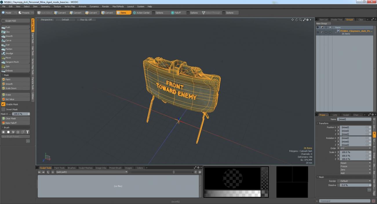 M18A1 Claymore Anti Personnel Mine Aged 3D model