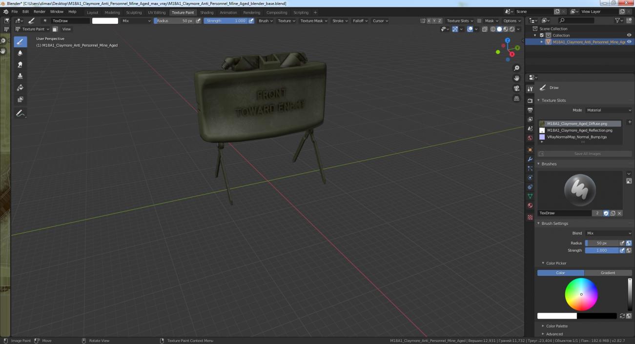 M18A1 Claymore Anti Personnel Mine Aged 3D model