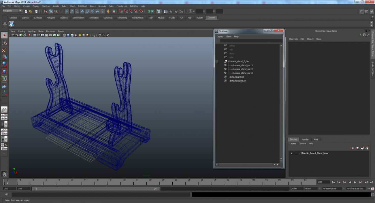 3D Double Sword Stand model