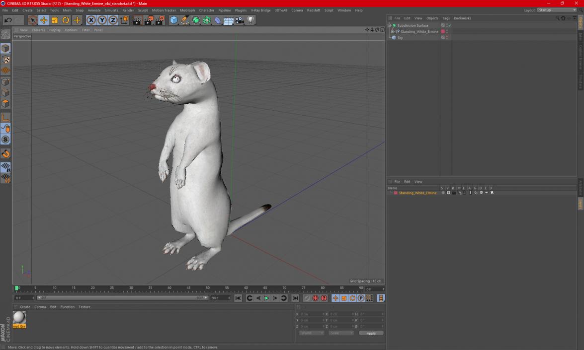 3D Standing White Ermine 2 model