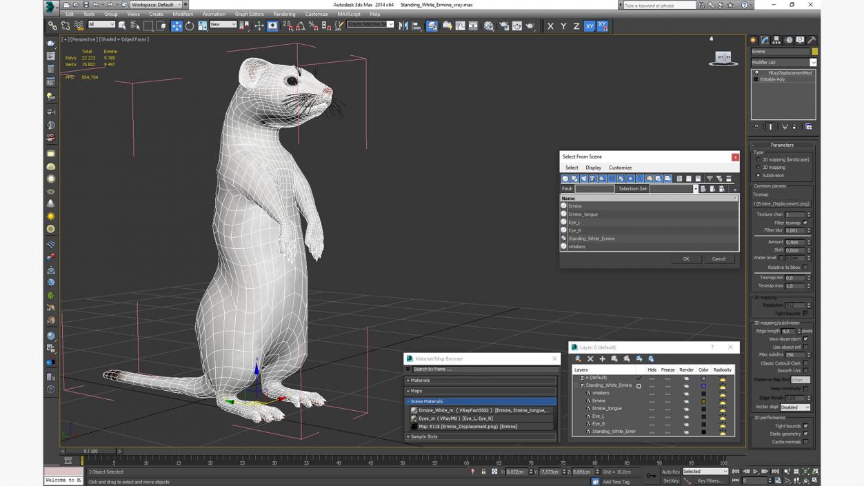 3D Standing White Ermine 2 model