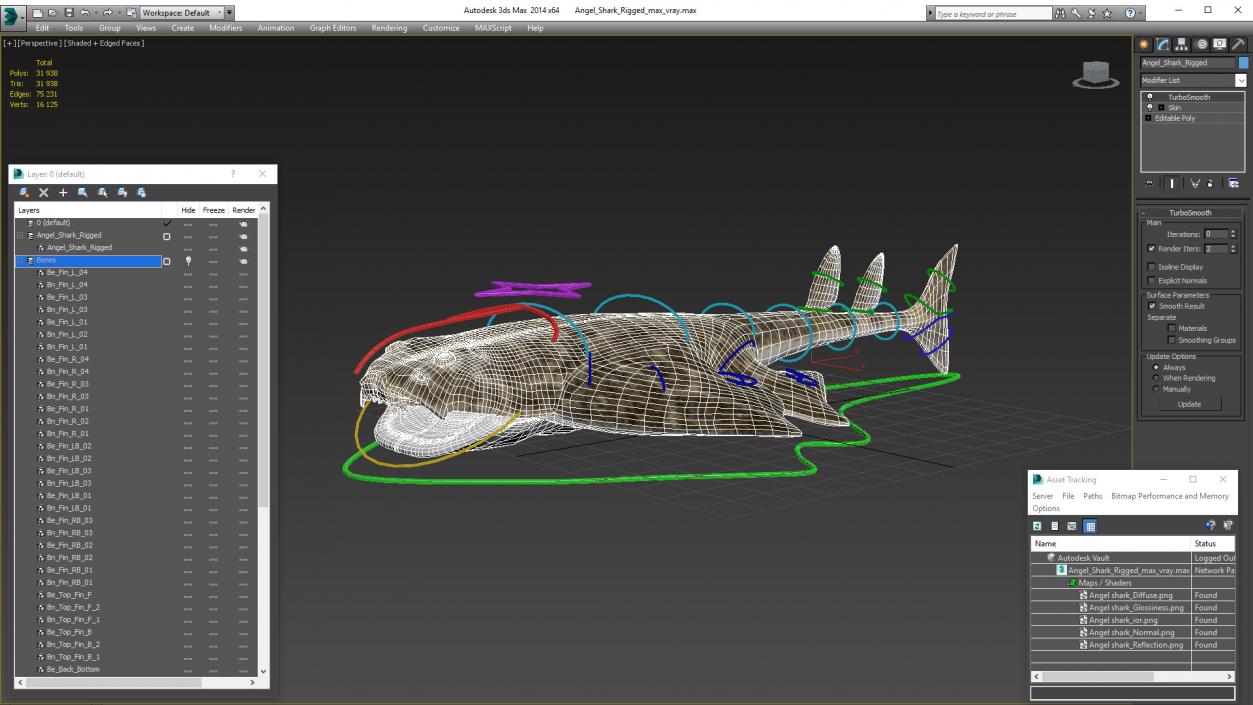 Angel Shark Rigged(1)(1) 3D model