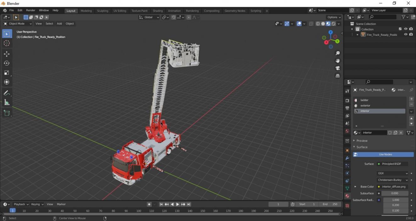 3D model Fire Truck Ready Position