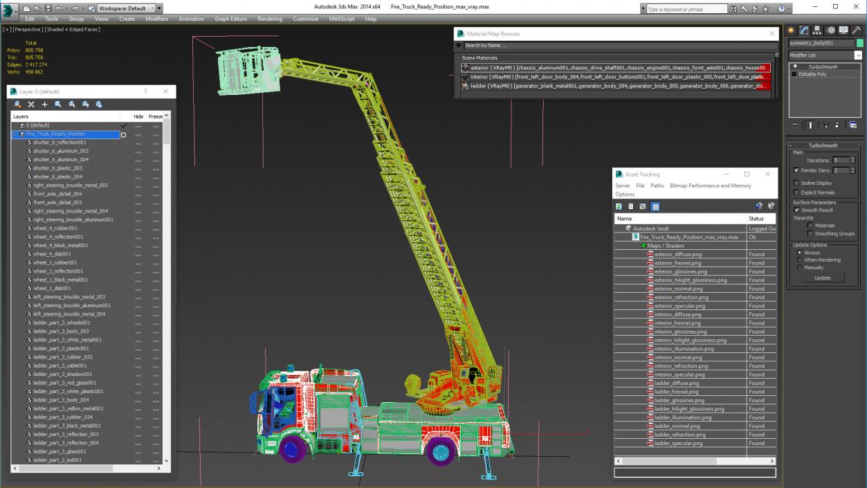 3D model Fire Truck Ready Position