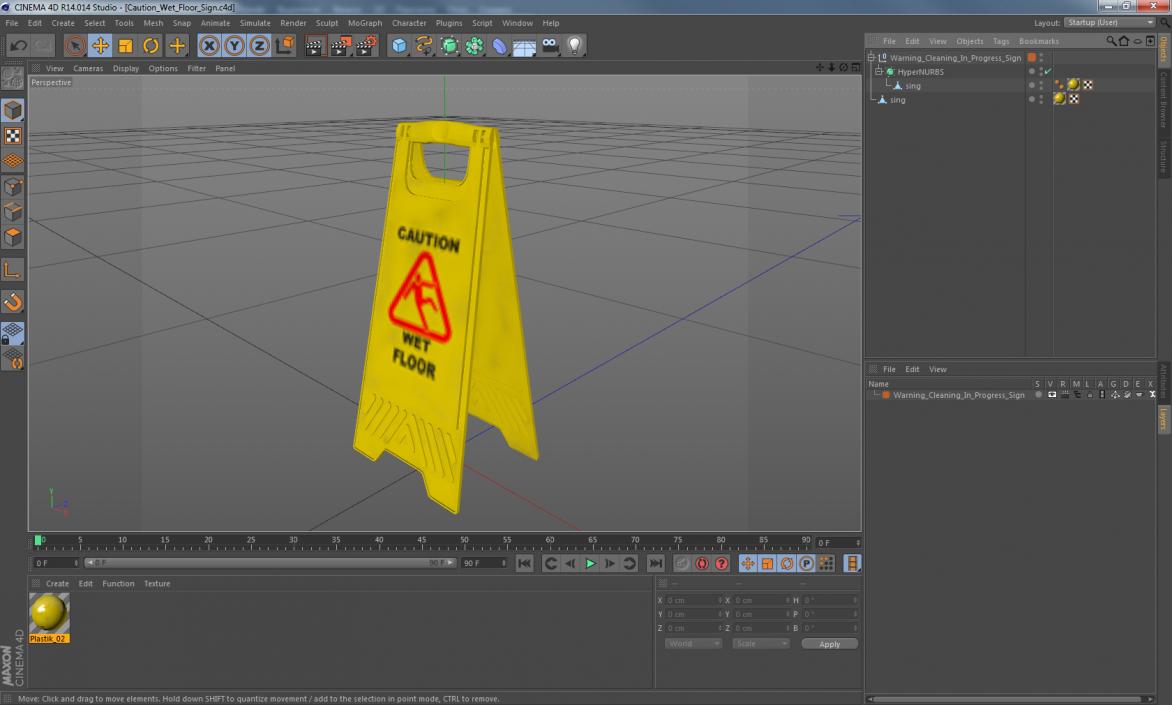 Caution Wet Floor Sign 3D