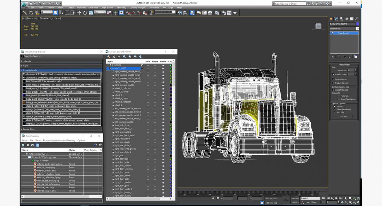 3D Kenworth W990 model