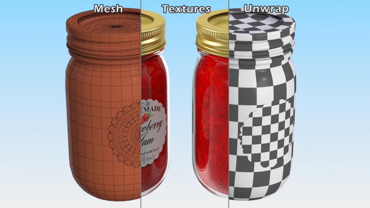 3D Jam Jar Strawberry model