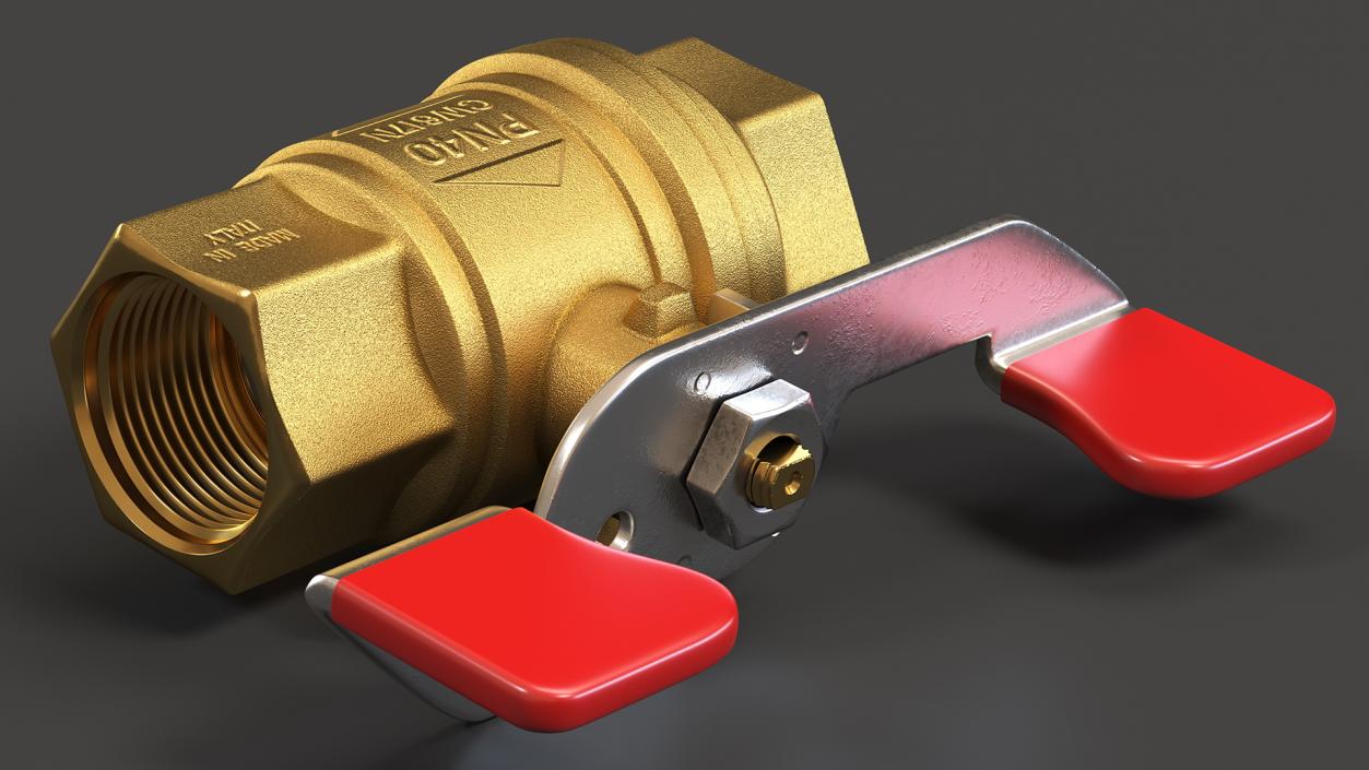 Brass Ball Valve with Union Butterfly Handle 3D model