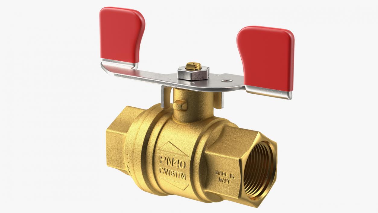 Brass Ball Valve with Union Butterfly Handle 3D model