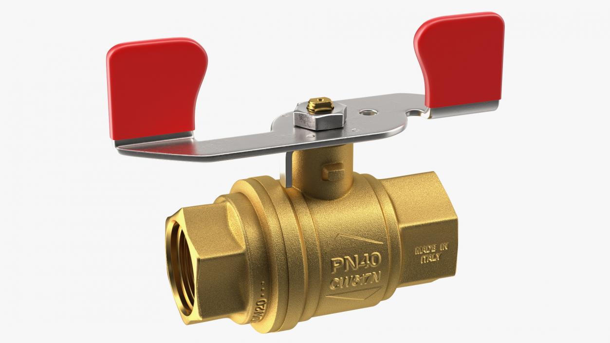 Brass Ball Valve with Union Butterfly Handle 3D model