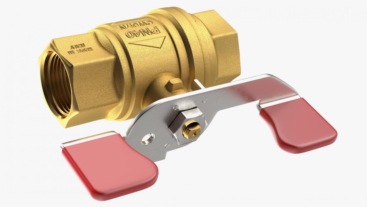 Brass Ball Valve with Union Butterfly Handle 3D model