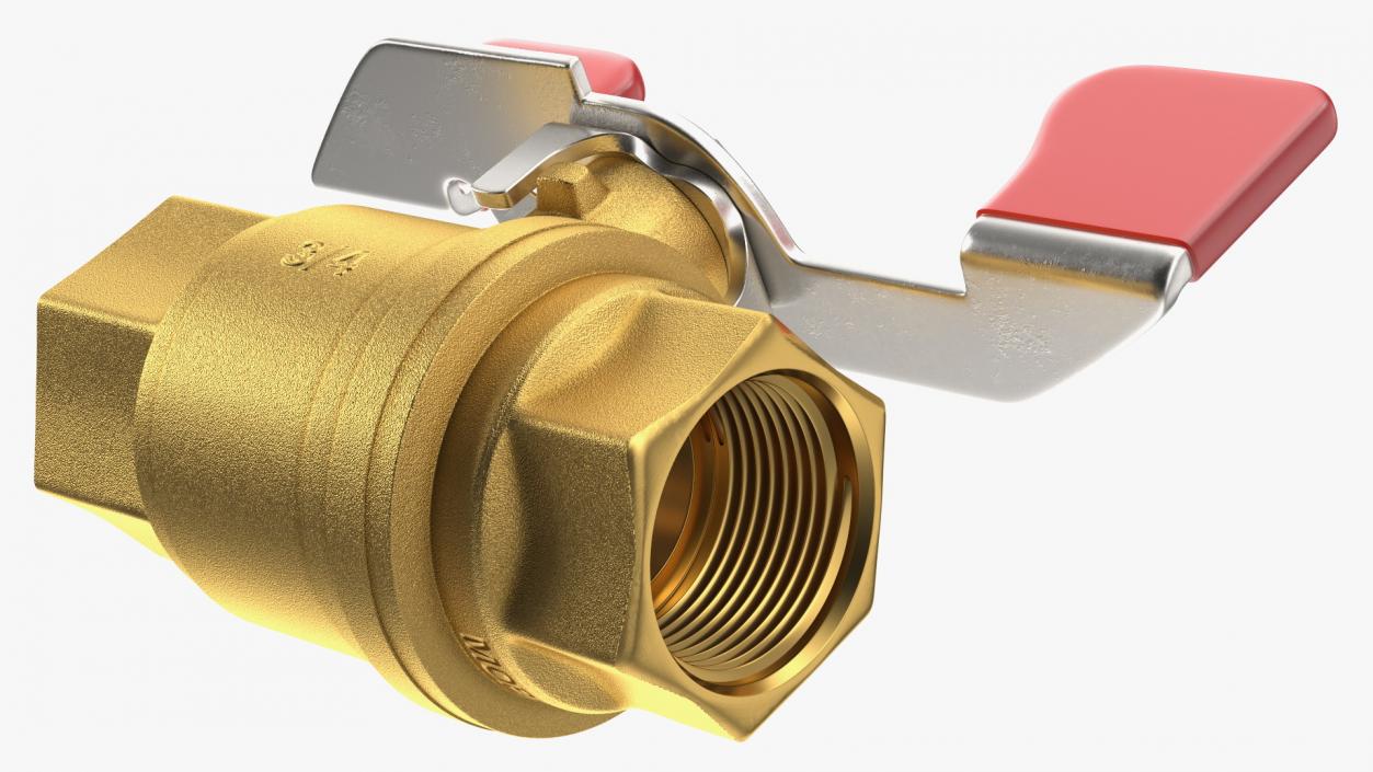 Brass Ball Valve with Union Butterfly Handle 3D model