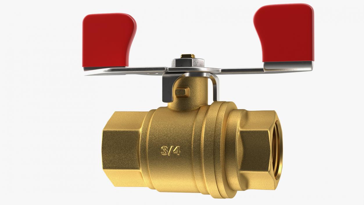 Brass Ball Valve with Union Butterfly Handle 3D model