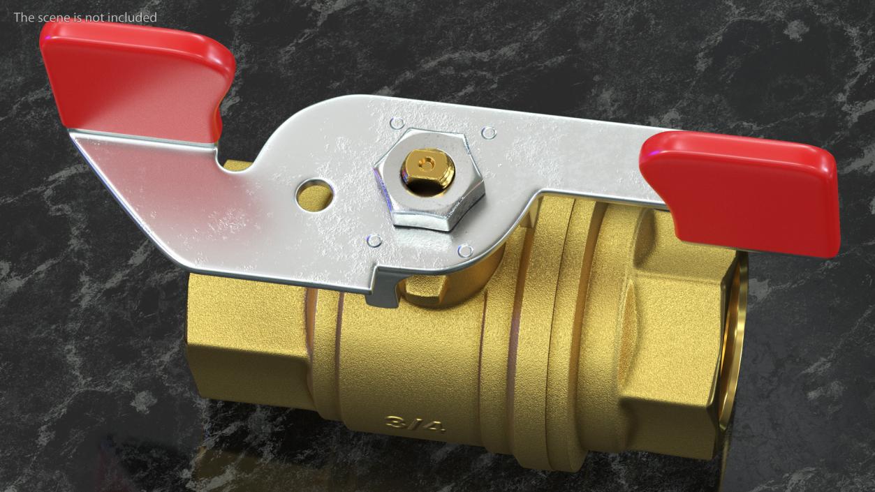 Brass Ball Valve with Union Butterfly Handle 3D model