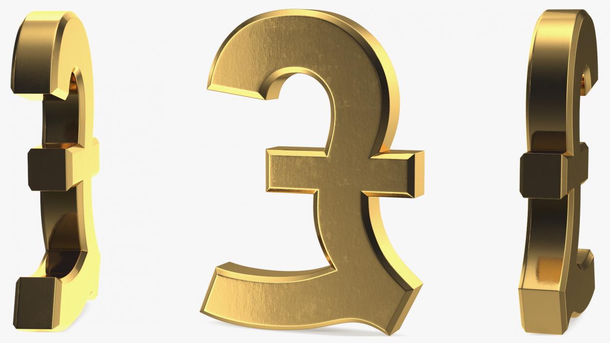 UK Pound Currency Symbol Gold 3D model