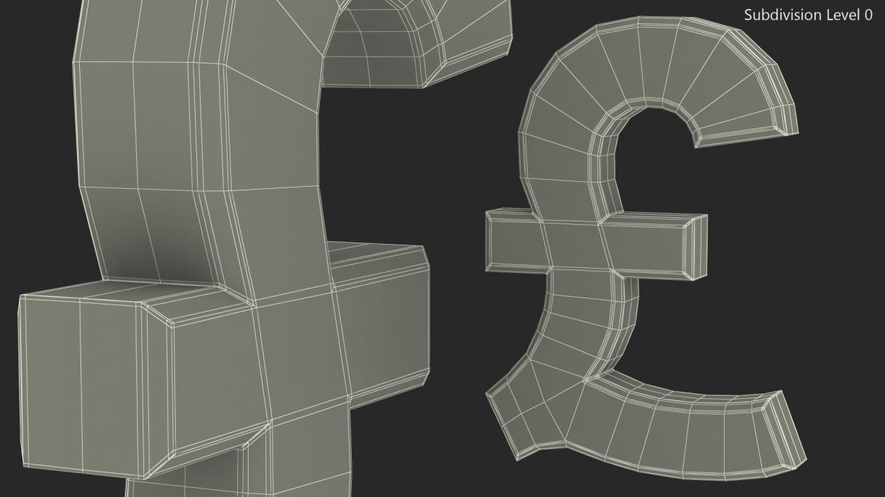 UK Pound Currency Symbol Gold 3D model