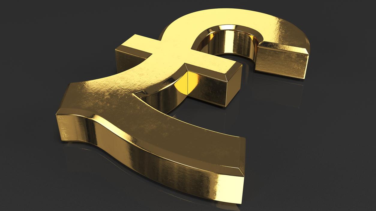 UK Pound Currency Symbol Gold 3D model